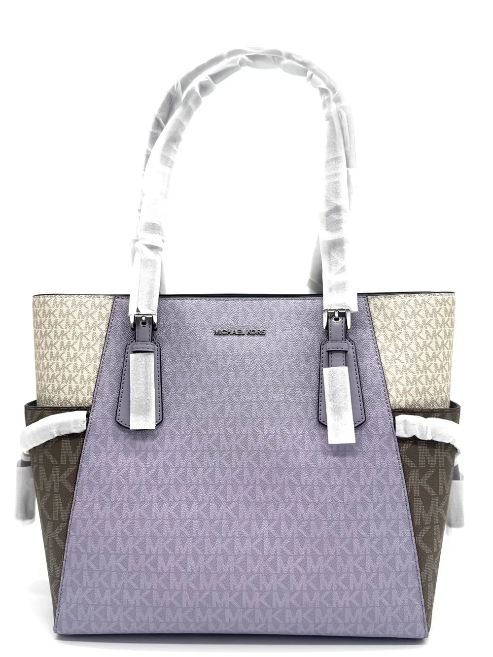 Michael Kors Voyager Large Color-Block Signature Logo Tote Bag - Lilac